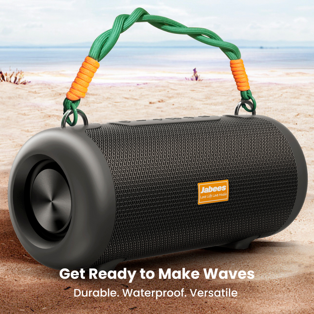 WHALE with Nylon Strap – Bluetooth IPX7 Waterproof Portable Outdoor Speaker with 30W Stereo Sound and USB Charge Out