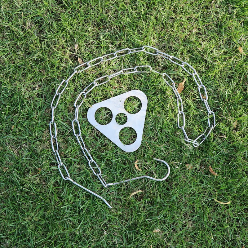 Outdoor Camping Triangular Hanging Pot Bracket Portable Tripod Ring Stainless Barbecue Rack Picnic Multifunctional Ring Hook