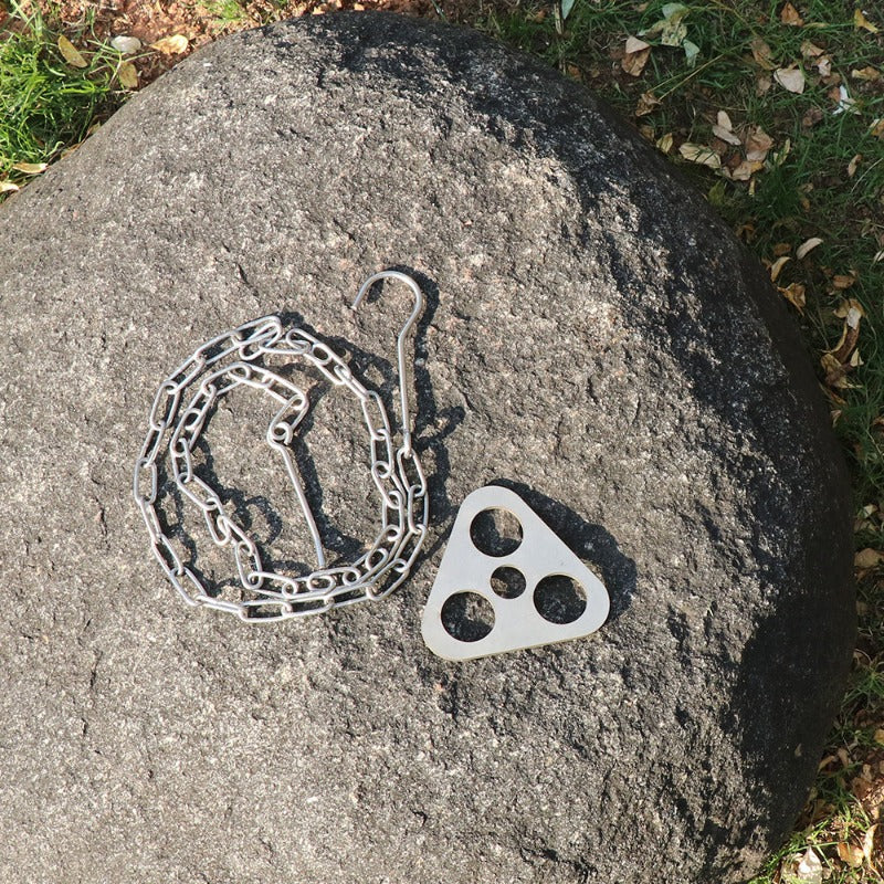 Outdoor Camping Triangular Hanging Pot Bracket Portable Tripod Ring Stainless Barbecue Rack Picnic Multifunctional Ring Hook